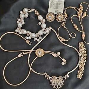 x6 Classic GOLD & sterling Intricate EUC Vintage JEWELRYSET NECK ARM EAR SALE-